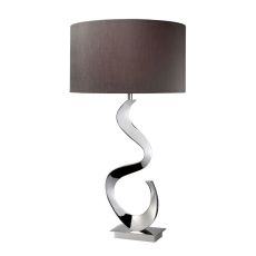 Morgan Table Lamp In Chrome With Grey Faux Silk Shade