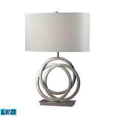 Trinity Led Table Lamp In Polished Nickel With Pure White Shade