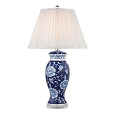 Hand Painted Ceramic Table Lamp In Blue And White With Acrylic Base