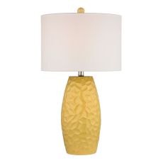 Sunshine Yellow Ceramic Table Lamp With White Linen Shade