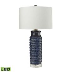 Wrapped Rope Ceramic Led Table Lamp In Navy Blue