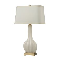Fluted Ceramic Table Lamp In White Glaze