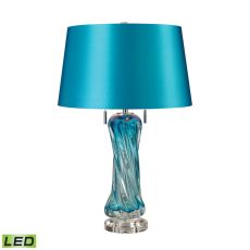 Vergato Free Blown Glass Led Table Lamp In Blue