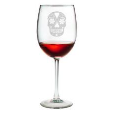 Day Of The Dead Etched Stemmed Wine Glass Set