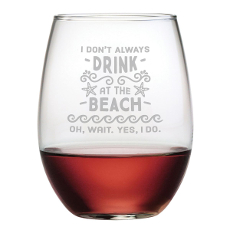 Drink at the Beach Stemless 21 oz Wine Glasses (Set of 4)