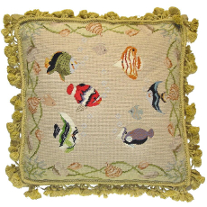 Fishes II Needlepoint Pillow