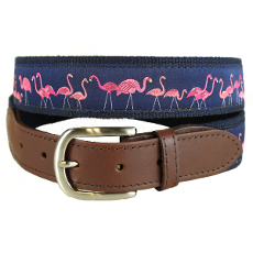Yard Flamingos Leather Tab Belt