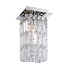 King 1 Light Flushmount In Chrome And Clear Crystal Glass