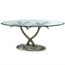 Palm Tree Glass Top Coffee Table