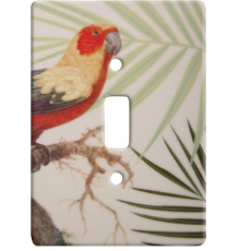 Tropical Parrot And Palms Ceramic Single Switch Wall Plate