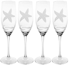 Starfish 8 oz Flute Glasses Set of 4