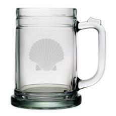 Scallop Shell Etched Tankard Beer Mug Set