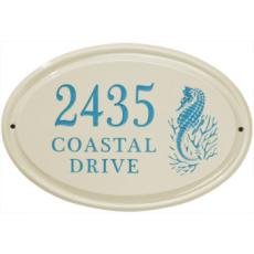 Seahorse Ceramic Oval Address Plaque