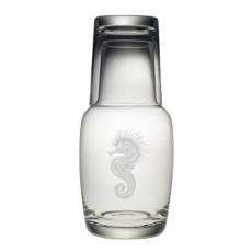 Seahorse Etched Bedside Carafe And Glass Set