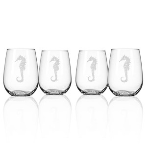 Seahorse Stemless Wine Glass Tumbler S/4