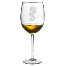 Seahorse Etched Stemmed Wine Glass Set