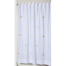 Sealife Beige Embroidered Shower Curtain