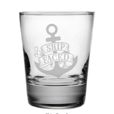 Ship Faced Etched Dof Glass Set