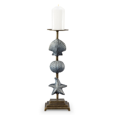 Shell & Starfish Pillar Candleholders (Set of 2)