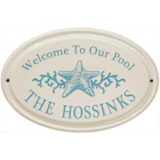 Star Fish Ceramic Oval Welcome To Our Pool Plaque