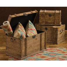 Distressed Wood Trunk Set Of 3