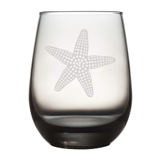 Moonstone Gray Starfish Etched Stemless Wine Glasses (Set Of 4)