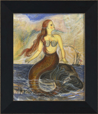 Mermaid on A Rock Framed Art 
