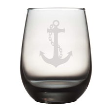 Moonstone Gray Anchor Etched Stemless Wine Glasses (Set Of 4)