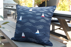 Cape Series Modern Waves and Boats Pillow 18 inch square