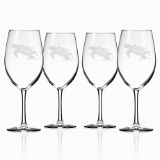 Sea Turtle White Wine Glasses  S/4  18 oz