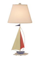 Coastal Lamp Iron Sail Boat Accent Lamp - Distressed Nautical