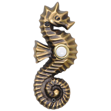 Solid Brass Seahorse Doorbell in Antique Brass