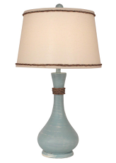 Weathered Atlantic Grey Smooth Genie Bottle TABLE LAMP  Rope Accent