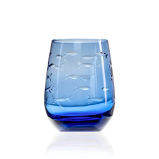 School of Fish 15oz Blue Stemless Wine Tumbler Glass