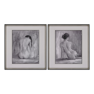 Figure In Black And White I And Ii - Fine Art Print Under Glass