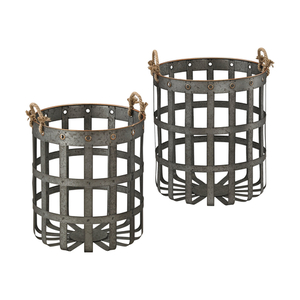 Caxton Baskets In Aged Iron With Gold Highlights