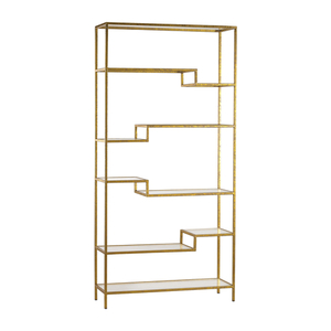 Gold And Mirrored Shelving Unit
