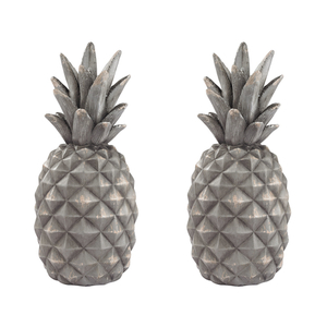 Set Of 2 Aged Grey Pineapples