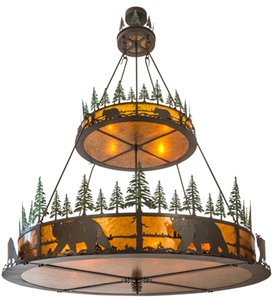 72"W Bear In The Woods 2 Tier Inverted Pendant