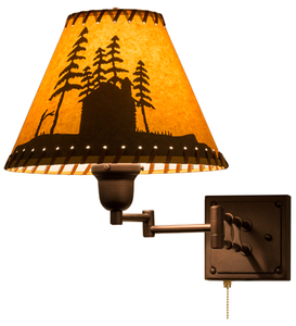 12-17.5"W Cabin In The Woods Swing Arm Wall Sconce