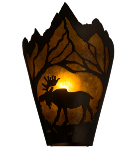 8"W Moose At Dawn Left Wall Sconce