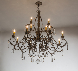 50"W New Country French 12 Lt Chandelier