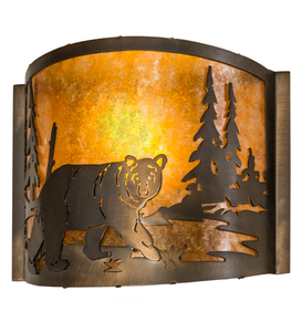 11"W Northwoods Lone Bear Right Wall Sconce