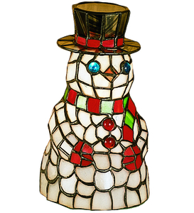 8.5"H Snowman Tiffany Glass Accent Lamp