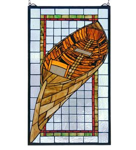 15"W X 25"H Guideboat Stained Glass Window