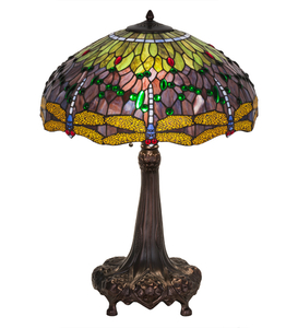 32"H Tiffany Hanginghead Dragonfly Table Lamp