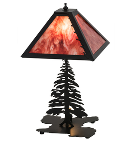 21"H Leafs Edge Tall Pines W/Lighted Base Table Lamp