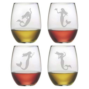 Mermaids Stemless Wine Glasses (Set Of 4)