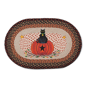 Black Cat Pumpkin Oval Patch Rug