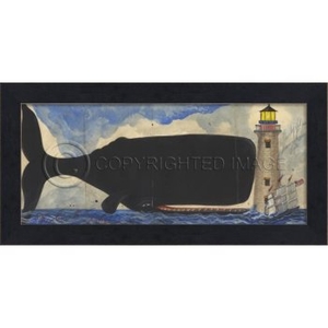 Big Fish Drawn To The Light Whale Framed Art